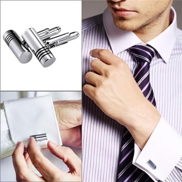 Men's Cufflinks Cuff Links for Men, Stainless Steel Tuxedo Shirt Cuff Links Set - Picture 6 of 6